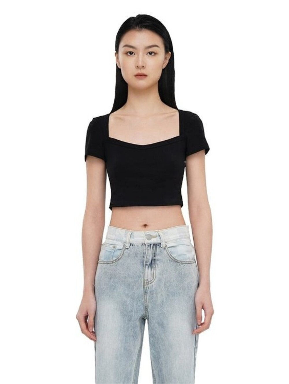 Ann Andelman Square Neck Short Sleeve T-Shirt